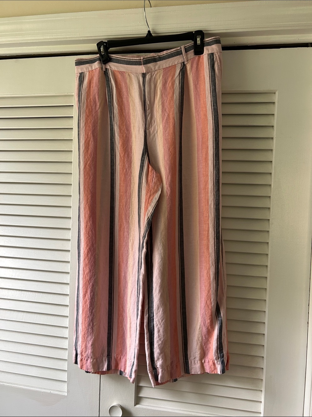 LOFT Pink & Coral Striped Elastic-Waist Pants